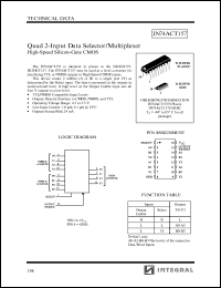 IN74ACT157N datasheet: Quad 2-input data selector/multiplexer high-speed silicon-gate CMOS IN74ACT157N