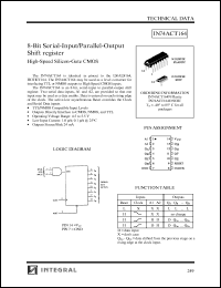 IN74ACT164N datasheet: 8-bit serial-input/parallel-output shift register high-speed silicon-gate CMOS IN74ACT164N