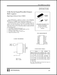 IN74ACT164D datasheet: 8-bit serial-input/parallel-output shift register high-speed silicon-gate CMOS IN74ACT164D