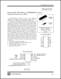 IN74ACT193D datasheet: Presettable 4-bit binary UP/DOWN counter high-speed silicon-gate CMOS IN74ACT193D