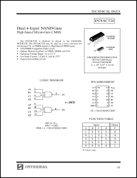 IN74ACT20N datasheet: Dual 4-input NAND gate high-speed silicon-gate CMOS IN74ACT20N