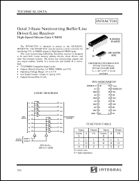IN74ACT241N datasheet: Octal 3-state noninverting buffer/line driver/line receiver high-speed silicon-gate CMOS IN74ACT241N