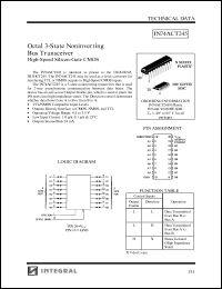 IN74ACT245DW datasheet: Octal 3-state noninverting bus transceiver high-speed silicon-gate CMOS IN74ACT245DW