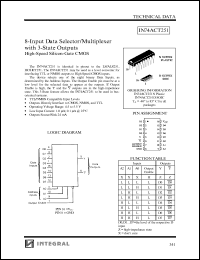IN74ACT251N datasheet: 8-input data selector/multiplexer with 3-state outputs high-speed silicon-gate CMOS IN74ACT251N