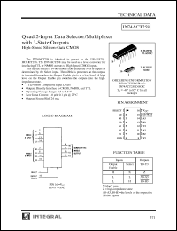 IN74ACT258N datasheet: Quad 2-input data selector/multiplexer with 3-state outputs high-speed silicon-gate CMOS IN74ACT258N