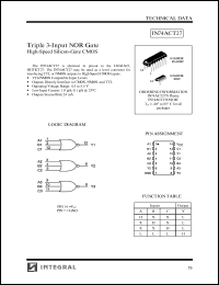 IN74ACT27N datasheet: Triple 3-input NOR gate high-speed silicon-gate CMOS IN74ACT27N