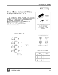 IN74ACT86D datasheet: Quad 2-input exclusive or gate high-speed silicon-gate CMOS IN74ACT86D