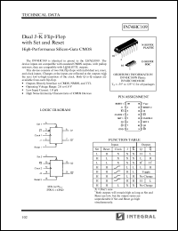 IN74HC109N datasheet: Dual J-K flip-flop with set and reset, high-performance silicon-gate CMOS IN74HC109N