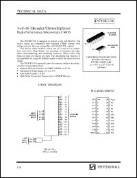 IN74HC154N datasheet: 1-of-16 decoder/demultiplexer, high-performance silicon-gate CMOS IN74HC154N