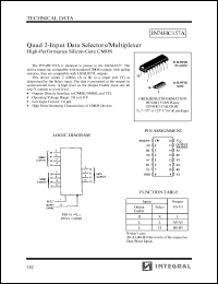 IN74HC157AN datasheet: Quad 2-input data selectors/multiplexer, high-performance silicon-gate CMOS IN74HC157AN