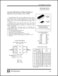 IN74HC4053N datasheet: Analog multiplexer/demultiplexer, high-performance silicon-gate CMOS IN74HC4053N