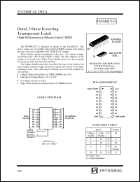 IN74HC533N datasheet: Octal 3-state inverting transparent latch, high-performance silicon-gate CMOS IN74HC533N
