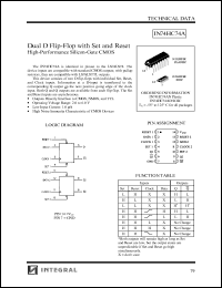 IN74HC74AN datasheet: Dual D flip-flop with set and reset, high-performance silicon-gate CMOS IN74HC74AN