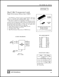 IN74HC75N datasheet: Dual 2-bit transpapent latch, high-performance silicon-gate CMOS IN74HC75N