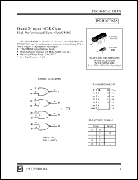 IN74HCT02AN datasheet: Quad 2-input NOR gate, high-performance silicon-gate CMOS IN74HCT02AN