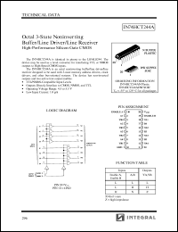 IN74HCT244AN datasheet: Octal 3-state noninverting buffer/line driver line receiver, high-performance silicon-gate CMOS IN74HCT244AN