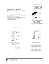 IN74HCT32AN datasheet: Quad 2-input OR gate, high-performance silicon-gate CMOS IN74HCT32AN