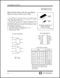 IN74HCT74AD datasheet: Dual D flip-flop with set and reset, high-performance silicon-gate CMOS IN74HCT74AD
