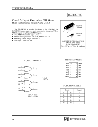 IN74HCT86N datasheet: Quad 2-input exclusive OR gate, high-performance silicon-gate CMOS IN74HCT86N