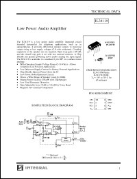 IL34119D datasheet: Low power audio amplifier IL34119D