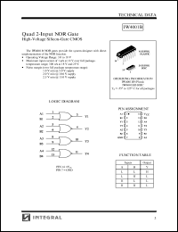 IW4001BN datasheet: Quad 2-input NOR gate, high-voltage silicon-gate CMOS IW4001BN