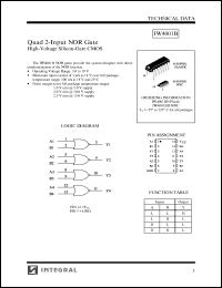 IW4001BD datasheet: Quad 2-input NOR gate, high-voltage silicon-gate CMOS IW4001BD