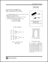 IW4002BD datasheet: Dual 4-input NOR gate, high-voltage silicon-gate CMOS IW4002BD