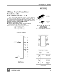 IW4020BDW datasheet: 14 stage ripply-carry binary counter/divider, high-voltage silicon-gate CMOS IW4020BDW