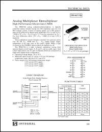 IW4053BN datasheet: Analog multiplexer demultiplexer, high-performance silicon-gate CMOS IW4053BN