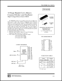IW4060BD datasheet: 14-stage ripply-carry binary counter/divider and oscillator, high-voltage silicon-gate CMOS IW4060BD