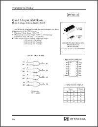 IW4081BN datasheet: Quad 2-input AND gate, high-voltage silicon-gate CMOS IW4081BN