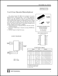 IN74LS138N datasheet: 3-to-8 line decoder/demultiplexer IN74LS138N