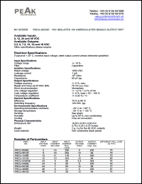 P6CU-0505E datasheet: Input voltage: 5V, output voltage 5V (200mA), 1KV isolated 1W unregulated single output SIP7 P6CU-0505E