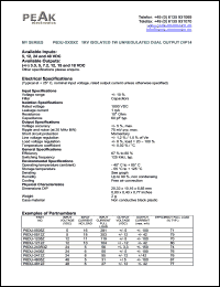 P6DU-243R3Z datasheet: Input voltage:24V, output voltage +/-3.3V (+/-150mA), 1KV isolated 1W unregulated dual  output P6DU-243R3Z