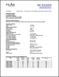 P8SG-1205E datasheet: Input voltage:12V, output voltage 5V (300mA), 1KV isolated 1.5W regulated single output P8SG-1205E