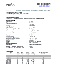 PSD-0515D datasheet: Input voltage:5V, output voltage +/-15V (+/-34mA), 1KV isolated 1W unregulated dual output PSD-0515D