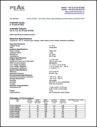 P3AU-0505E datasheet: Input voltage:5V, output voltage 5V (100mA), 1KV isolated 0.5W unregulated single output P3AU-0505E