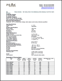 P6AU-2415E datasheet: Input voltage:24V, output voltage 15V (70mA), 1KV isolated 1W unregulated single output P6AU-2415E