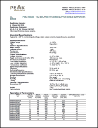 P6BU-053R3E datasheet: Input voltage:5V, output voltage 3.3V (300mA), 1KV isolated 1W unregulated single output P6BU-053R3E