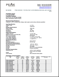 P7BUI-121212Z datasheet: Input voltage:12V, output voltage 12/12V (52/52mA), 1KV isolated 1.25W unregulated dual separate output P7BUI-121212Z