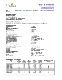 P6BU-2415Z datasheet: Input voltage:24V, output voltage +/-15V (+/-35mA), 1KV isolated 1W unregulated dual  output P6BU-2415Z