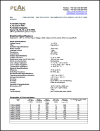 P6KU-0515E datasheet: Input voltage:5V, output voltage 15V (70mA), 3KV isolated 1W unregulated single output P6KU-0515E