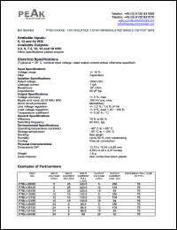 P7BU-0505E datasheet: Input voltage:5V, output voltage 5V (250mA), 1KV isolated 1.25W unregulated single output P7BU-0505E