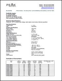 P7BU-1215E datasheet: Input voltage:12V, output voltage 15V (84mA), 1KV isolated 1.25W unregulated single output P7BU-1215E