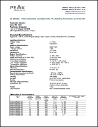 P6EU-0515ZH30 datasheet: Input voltage:5V, output voltage +/-15V (+/-34mA), 3KV isolated 1W unregulated dual output P6EU-0515ZH30