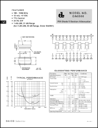 DA0660 datasheet: 30-1000MHz PIN diode 5 section attenuator DA0660