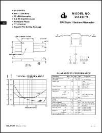 DA0879 datasheet: 800-1200MHz PIN diode 1 section attenuator DA0879