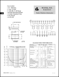 DA0885 datasheet: 10-1000MHz GaAs 5 section attenuator DA0885
