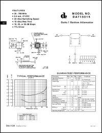 DAT15015 datasheet: 20-700MHz GaAs 1 section attenuator DAT15015
