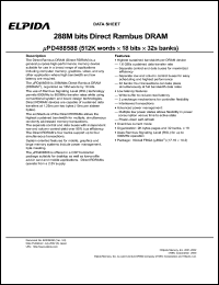 PD488588FF-C80-45-DH1 datasheet: 288M-bit direct rambus DRAM PD488588FF-C80-45-DH1